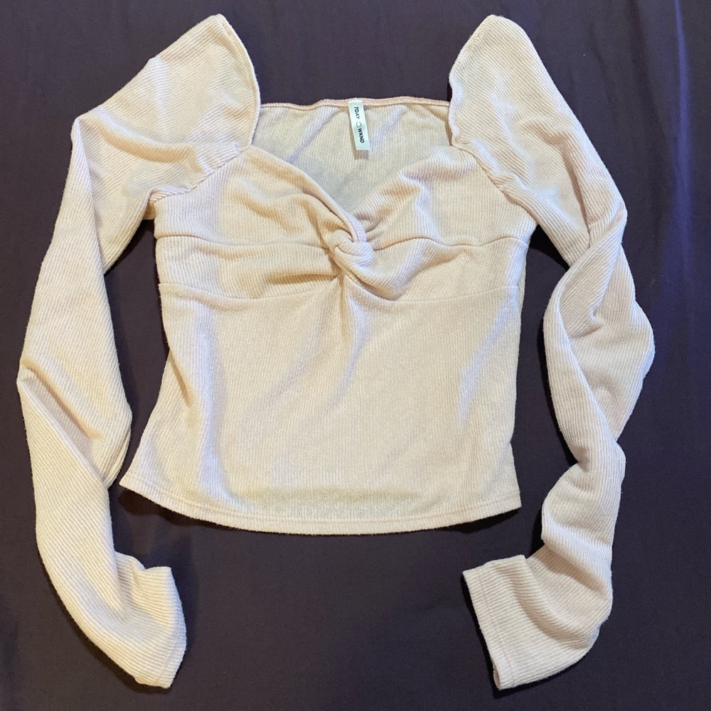 Pink Long Sleeve Crop Top size L